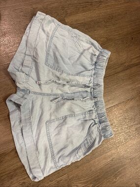 Love Tree Light Blue Drawstring Elastic-Waist Jean Shorts